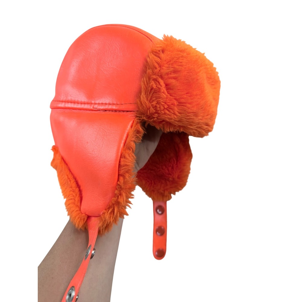 Unbranded Trapper Hat Mens Size M Blaze Orange Faux Fur Hunting